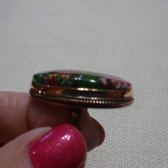 Beautiful "OYSTER TURQUOISE" Handmade COPPER Ring Size 8.25 #751B - Picture 4 of 4